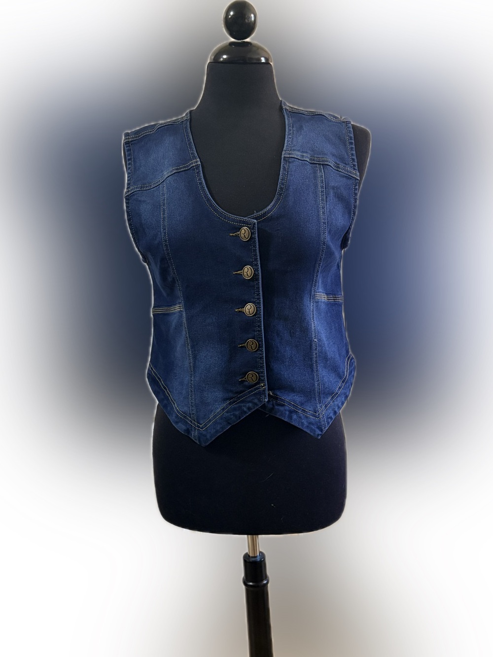 Classic Dark Blue Denim Waistcoat Vest - Women's Jeans